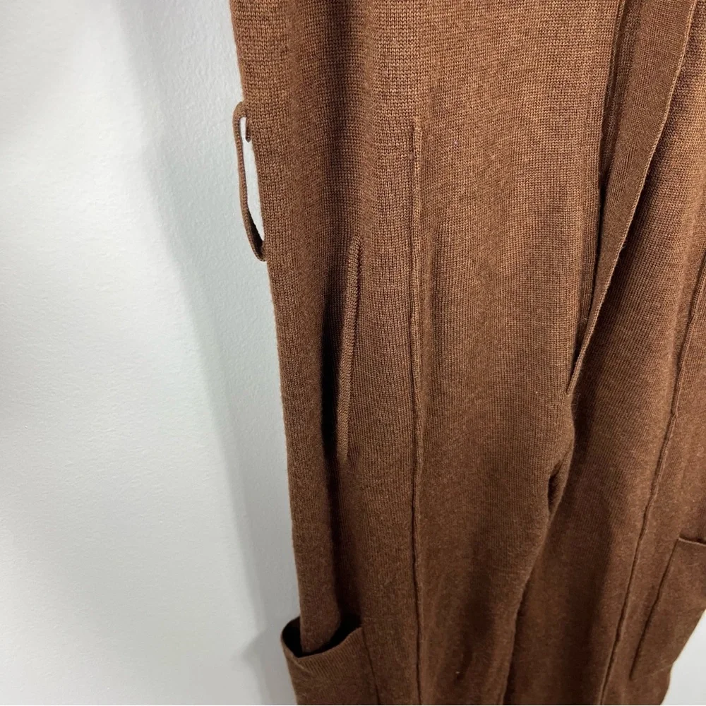 Naadam Textured Merino Wool Blend Long Sleeve Cargo Jumpsuit Chocolate Brown - Picture 4 of 5